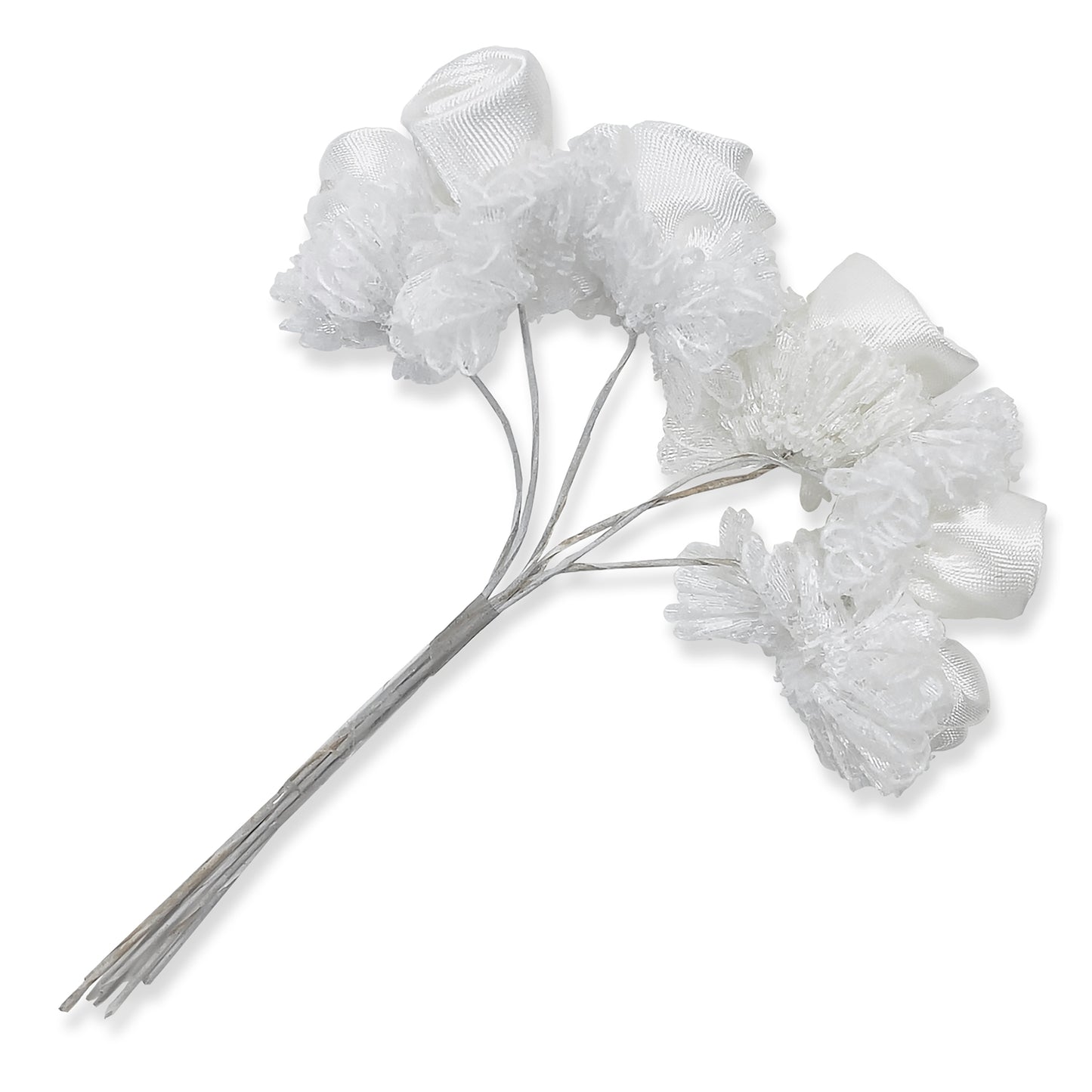 Vintage Lace Bridal Flowers with Stems  - White