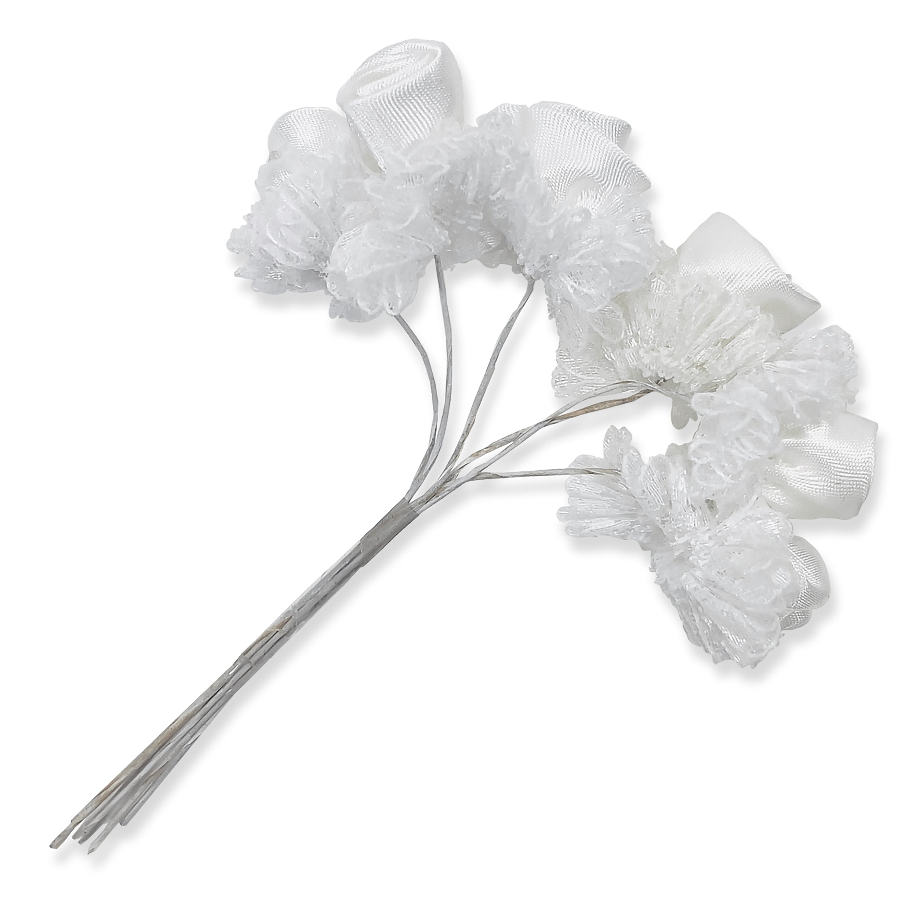 Vintage Lace Bridal Flowers with Stems   - White