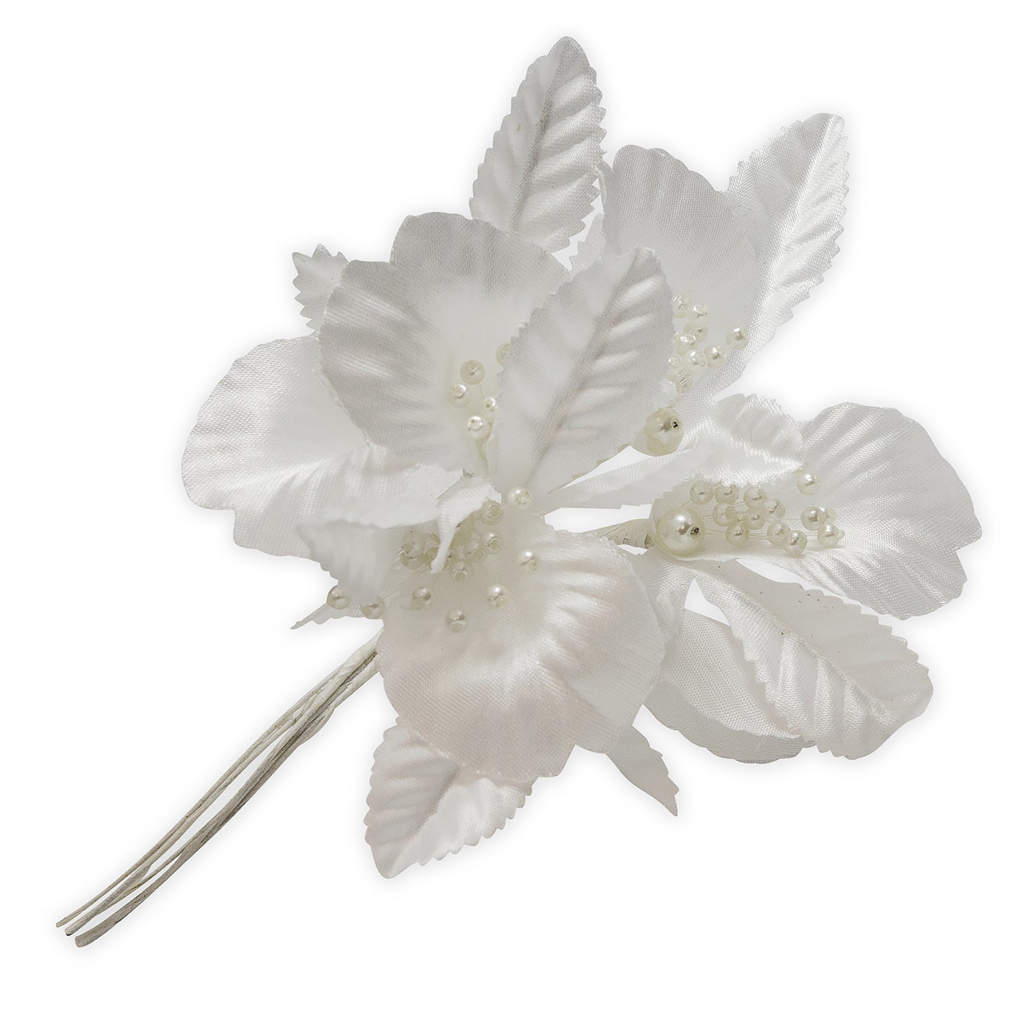 Vintage Bridal Flowers with Pearls Stem  - White