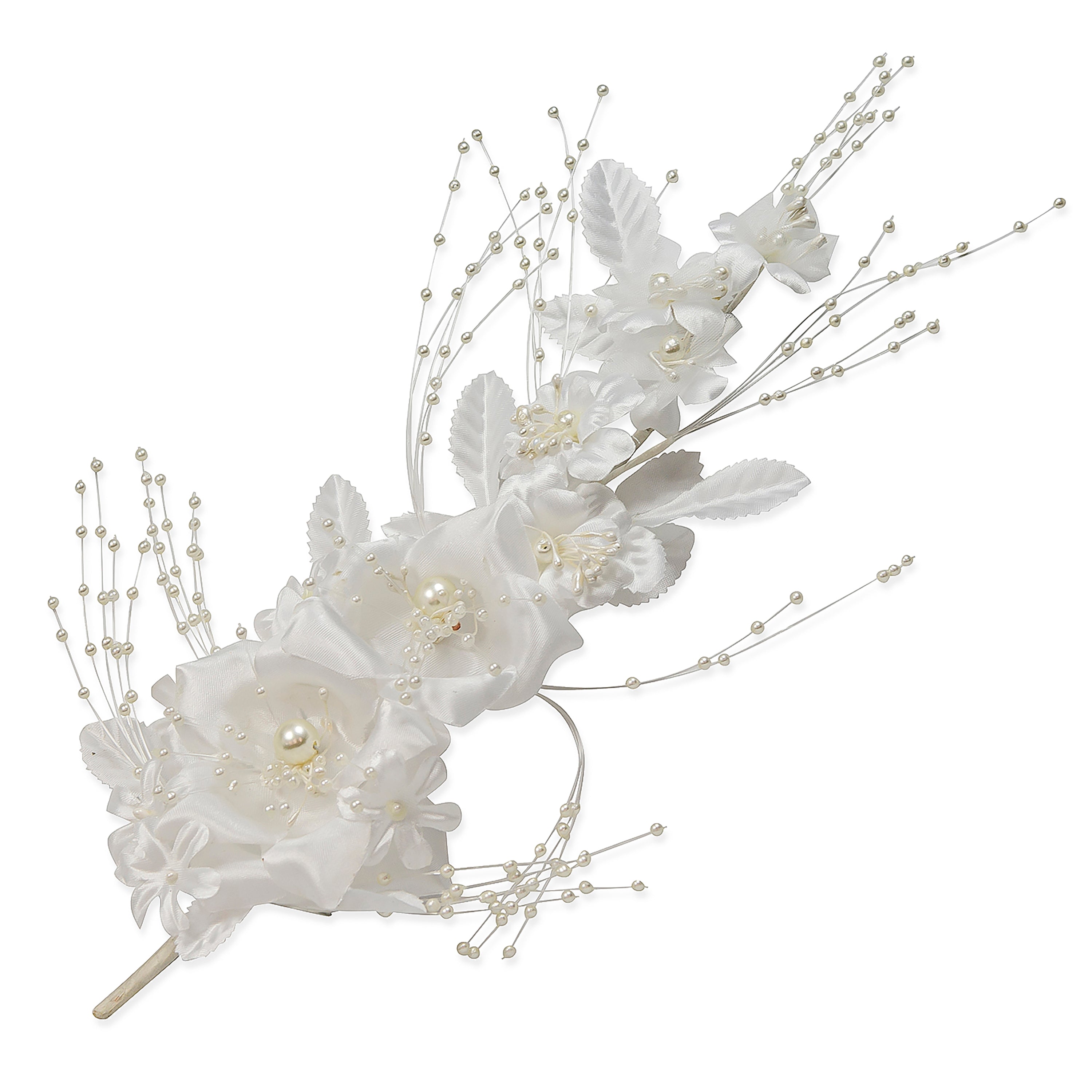 Vintage Bridal Pearl Flower and Stem Spray  - White