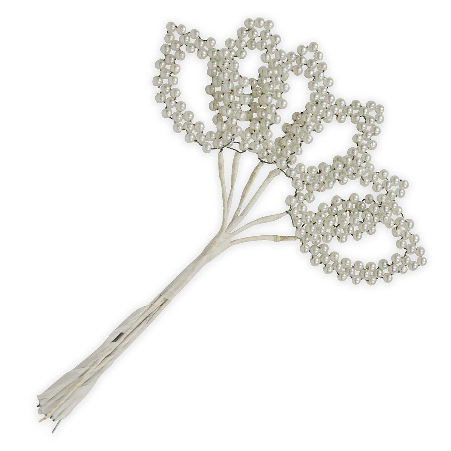 Vintage Bridal Pearl Leaf Flower Stem  - White