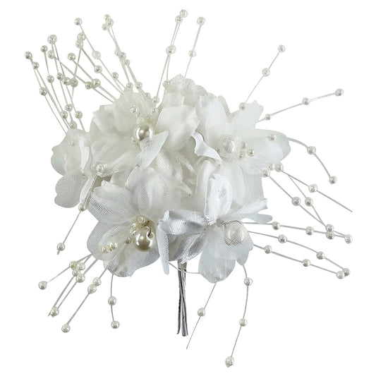 Vintage Floral Cluster Burst Stem  - White