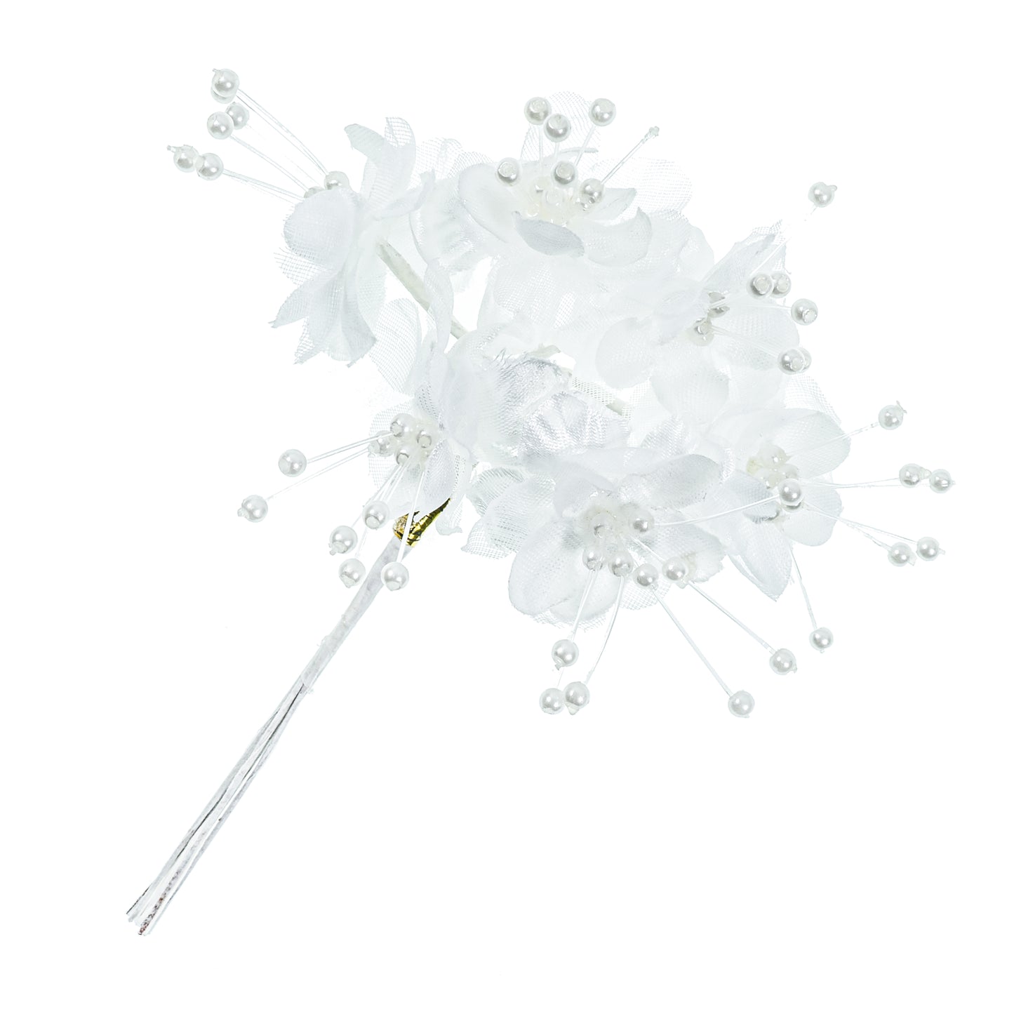 Vintage Pearl Floral Cluster Stem  - White