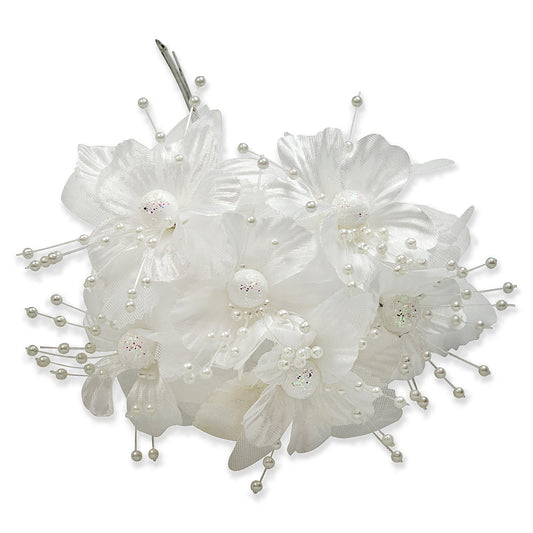 Vintage Floral Cluster Stem  - White