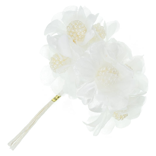 Vintage Bridal Floral Cluster Burst Stem  - White