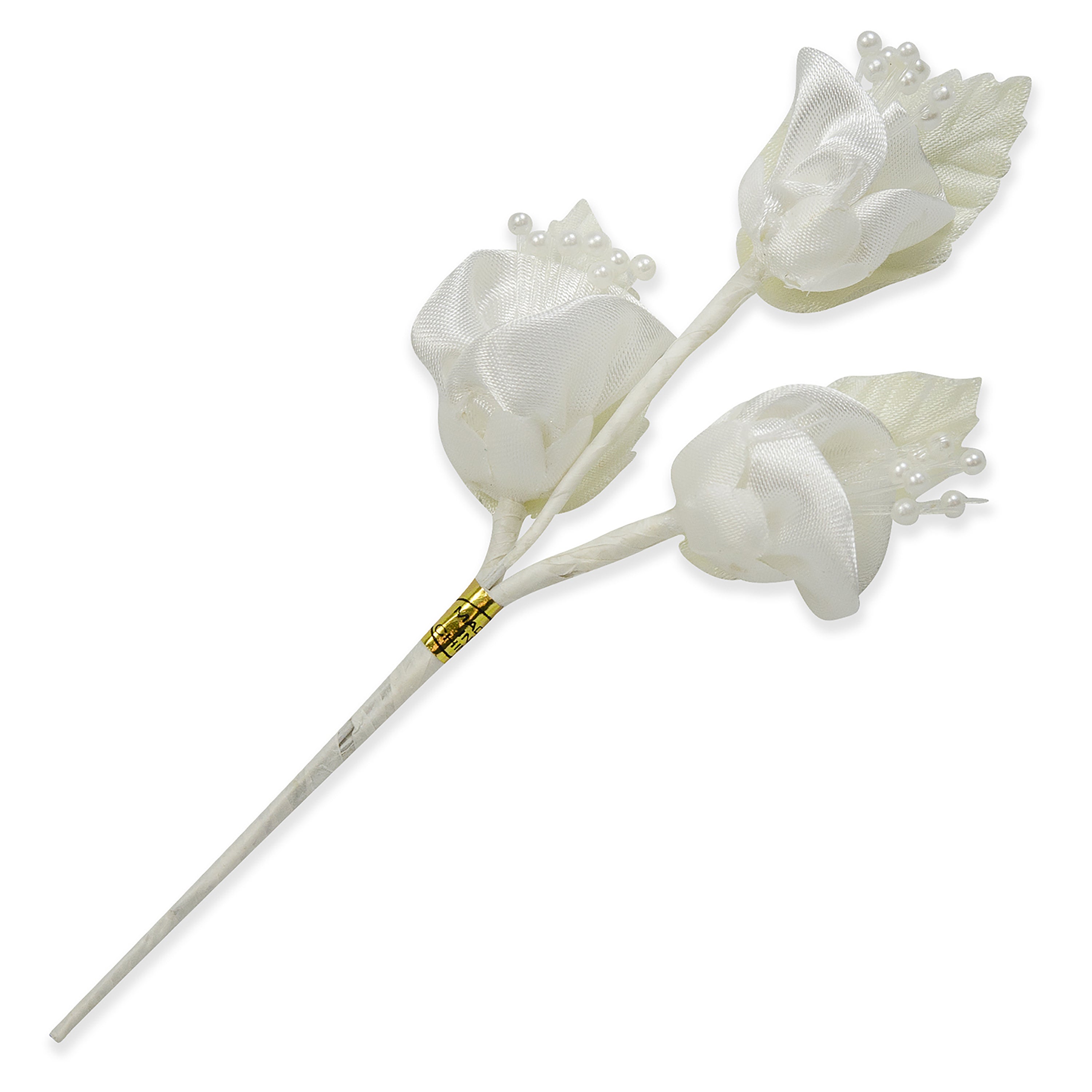 Vintage Bridal Satin Trio Rose Stem