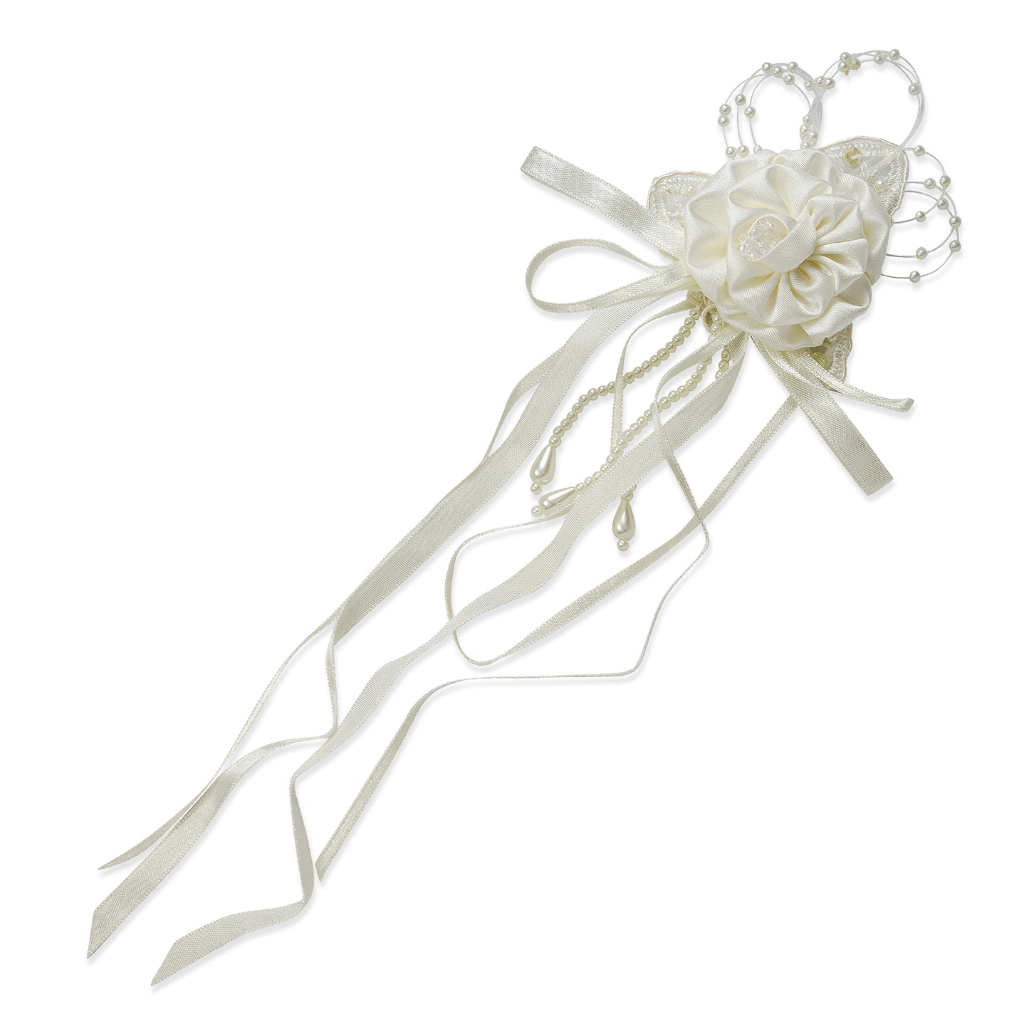 Vintage Bridal Satin Flower Applique  - Ivory