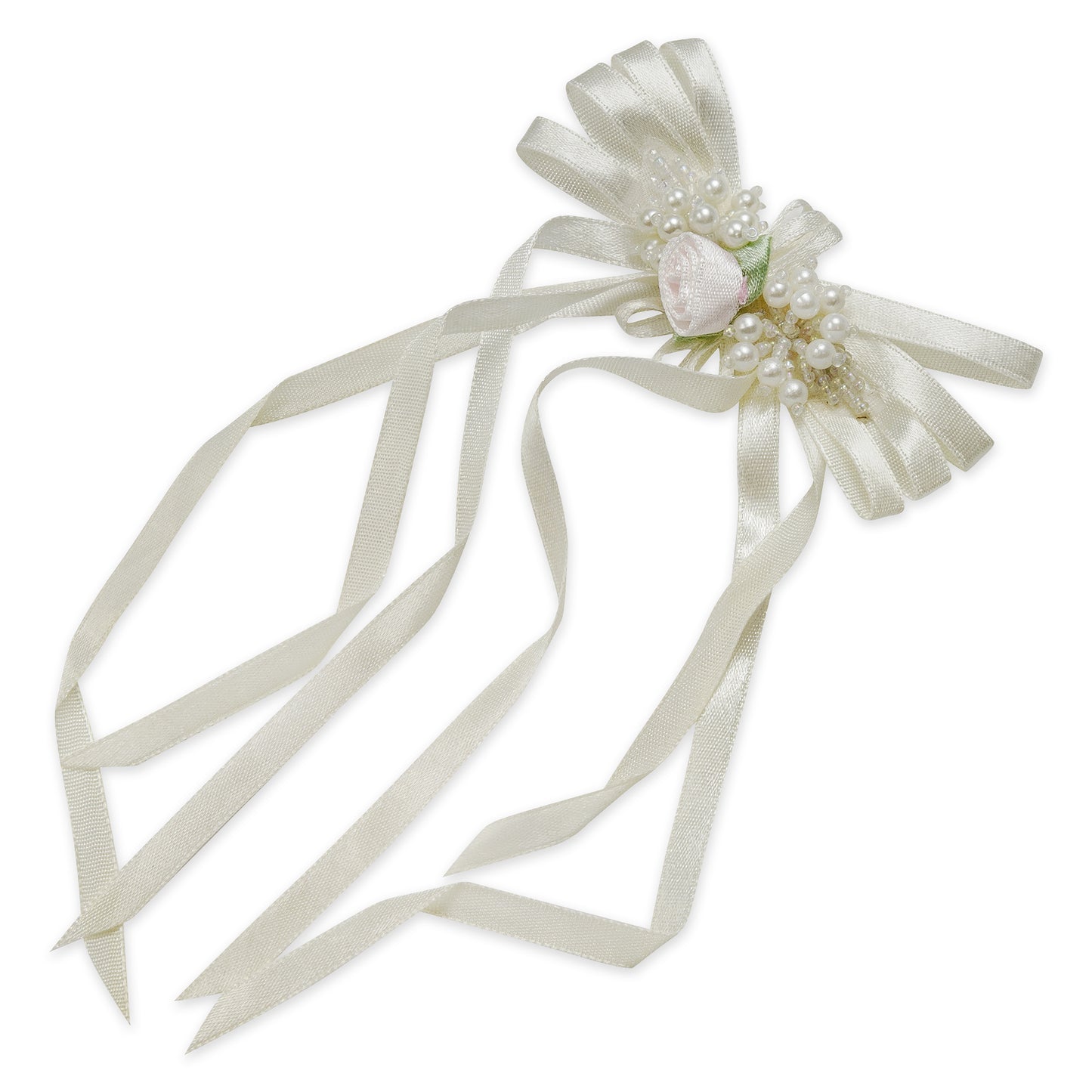 Vintage Bridal Satin Rose Bow Ornament Applique