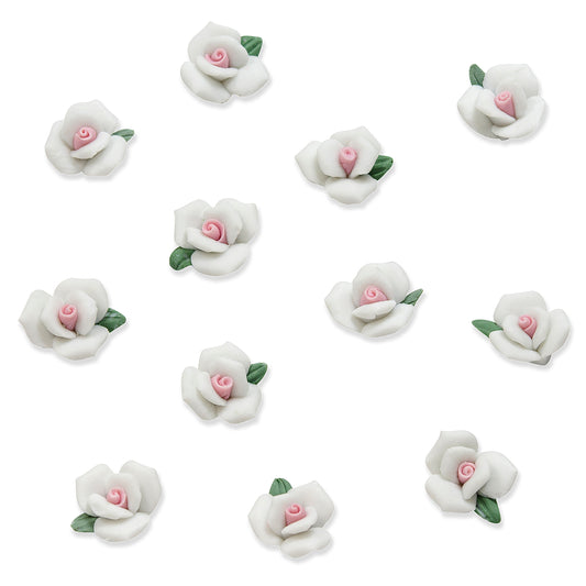 Vintage Bridal Ceramic Flower Applique  - WHITE/PINK
