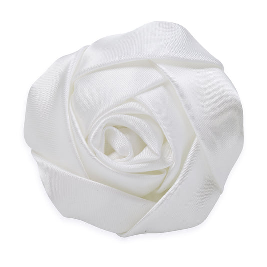 Vintage Bridal Satin Rose Applique  - White
