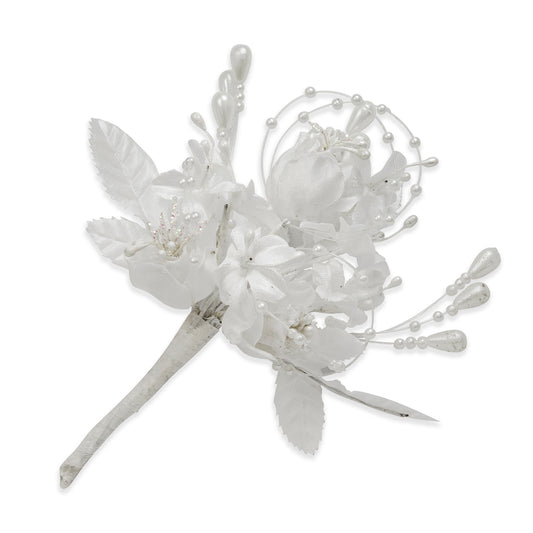 Vintage Flower with Pearls Spray  - White