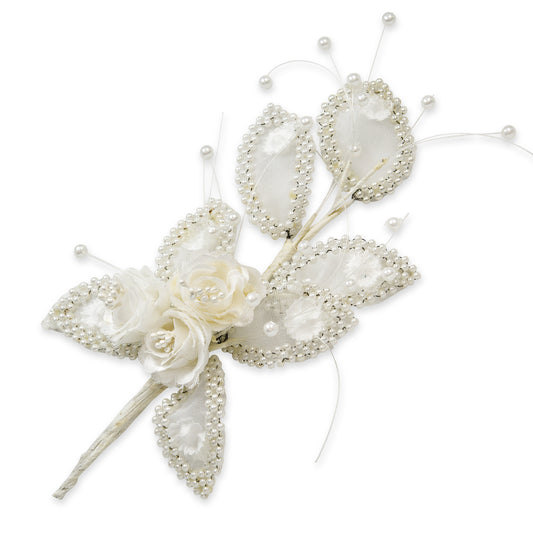 Vintage Bridal Floral with Pearl Leaves Spray