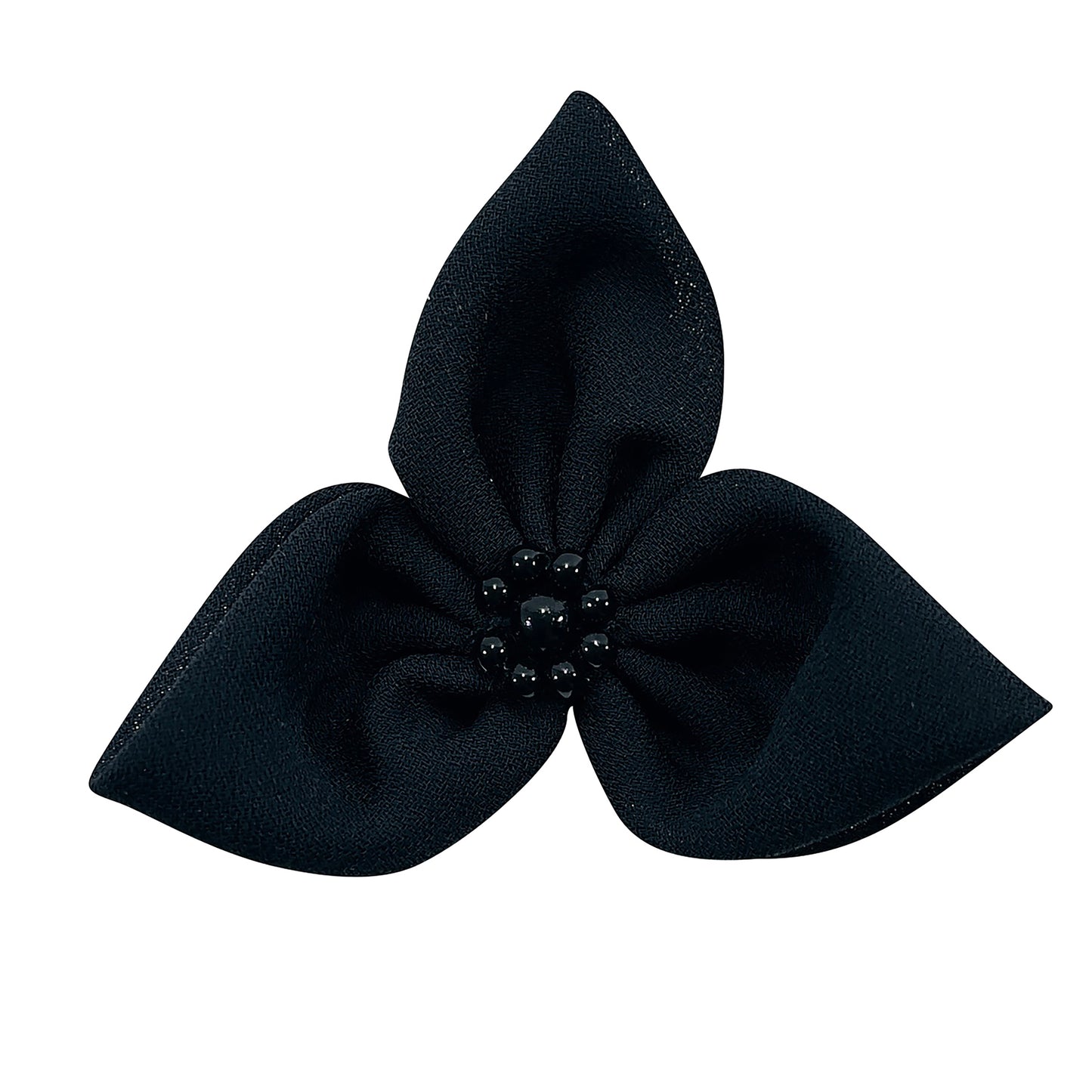 Vintage Beaded Organza Petals Applique  - Black