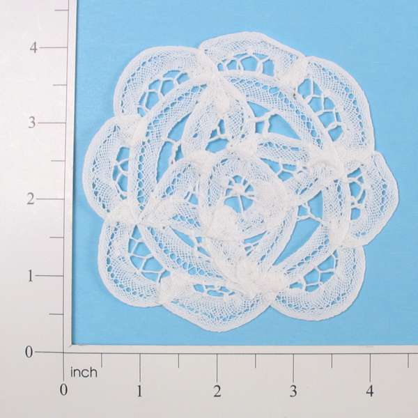 Round Battenberg Doily Applique/Patch - White - 4"