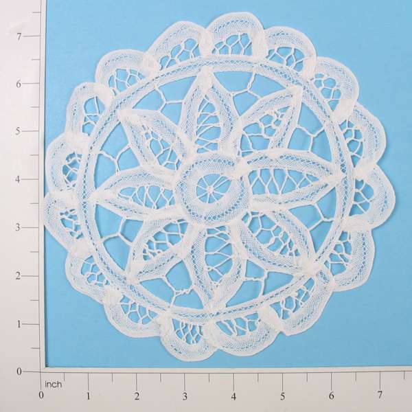 Round Battenberg Doily Applique/Patch - White - 8"