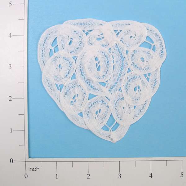 Heart Battenburg Doily Applique/Patch - 4" - White