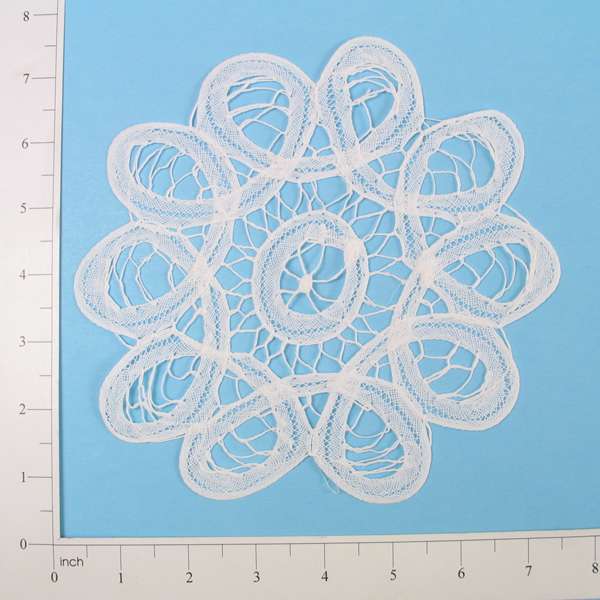 Round Battenburg Doily Applique - White -  8"