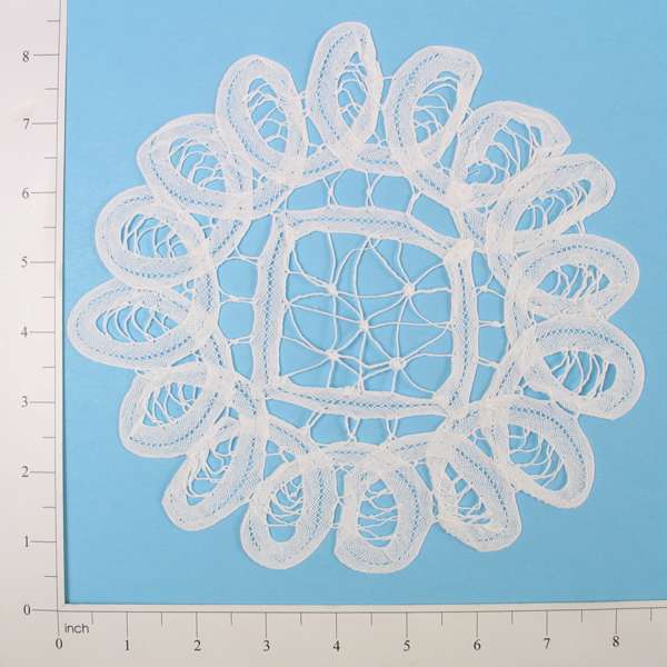 Round Battenburg  Doily Applique/Patch - White - 8"