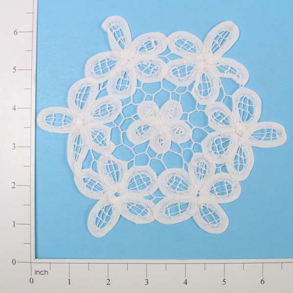 Snowflake Battenburg Doily Applique/Patch - White - 6"