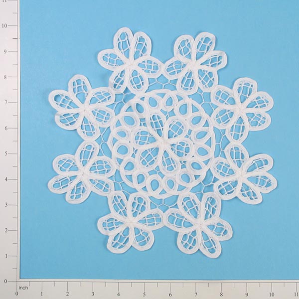 Snowflake Battenburg Doily 10" White