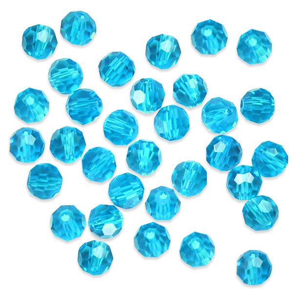 4mm Round 32 Faces Faceted Crystal Glass Beads