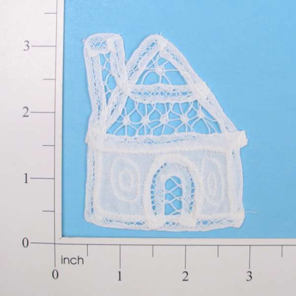2 3/4" x 2 1/2" Battenburg Lace Victorian House Applique/Patch  - White
