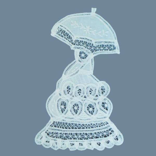 Battenburg Lace Victorian Lady Applique/Patch  - White