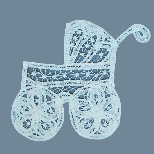Battenburg Lace Baby Buggy Applique/Patch  - White