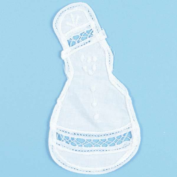 Battenburg Lace Snowman Applique/Patch  - White