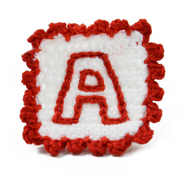 Crochet Baby Block Letter A Applique/Patch  - Red