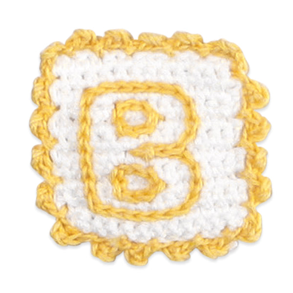 Crochet Baby Block Letter B Applique/Patch  - Yellow