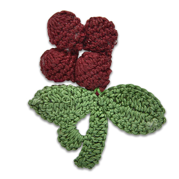 Crochet Bing Cherries Applique/Patch  - Burgundy