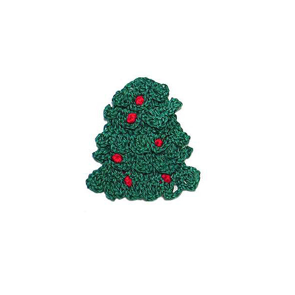 Crochet Christmas Tree  Applique/Patch  - Green