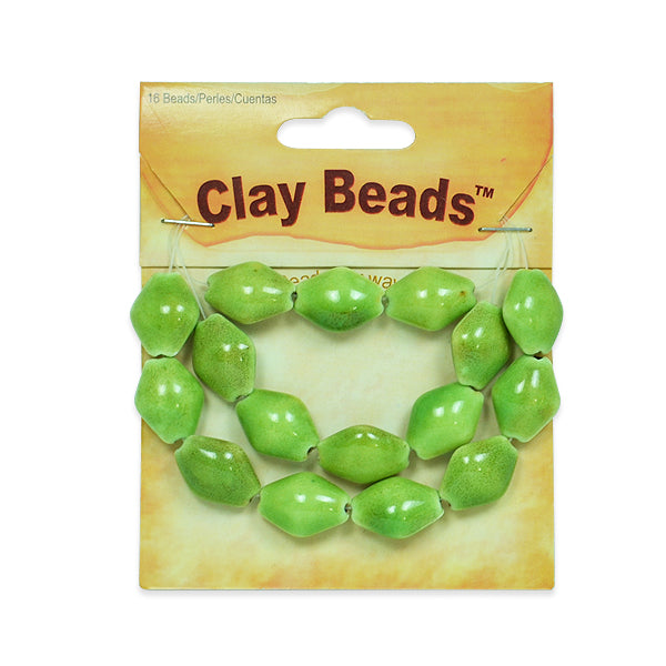 Clay Beads Pack of 16    - Light Lime