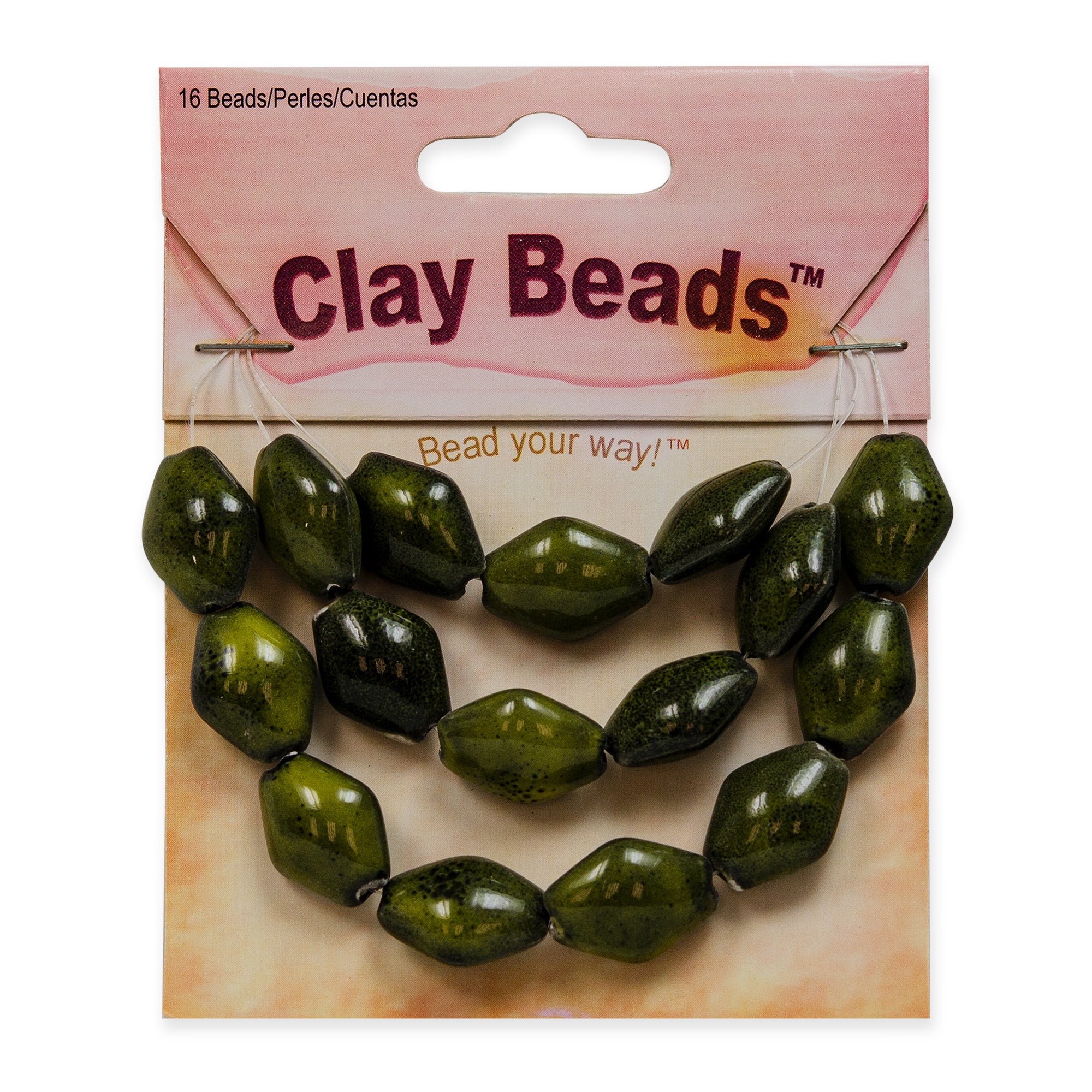 Clay Beads Pack of 16    - Olive