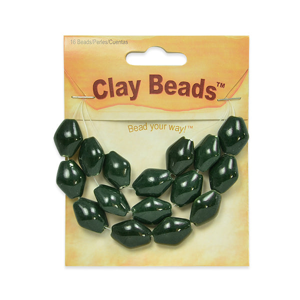 Clay Beads Pack of 16    - Dark Green