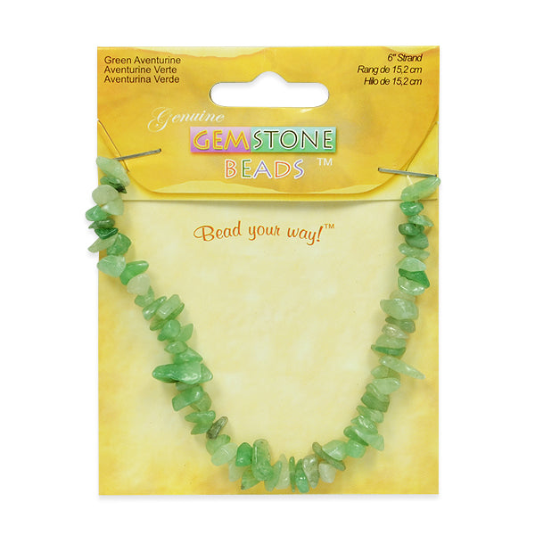 Green Aventurine Chips 6 Inch Strand      - Light Green