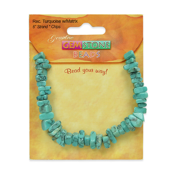 Synthetic Turquoise with Matrix Chips (6" Strand)  - Turquoise Multi