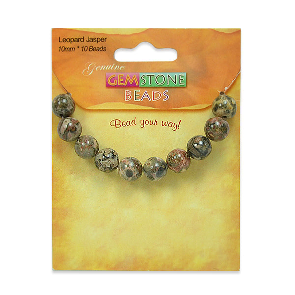 Leopard Jasper Beads pack of 10    - Multi Colors