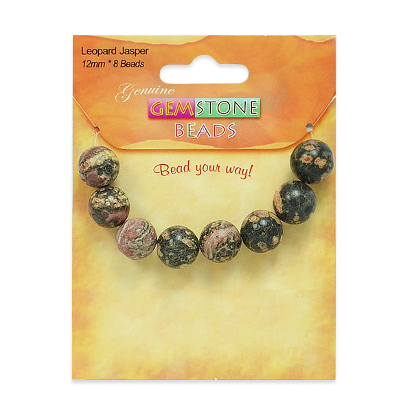 Leopard Jasper Beads Pack of 8     - Multi Colors