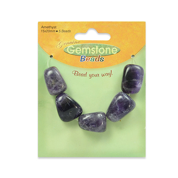 Amethyst Nugget Beads Pack of 5