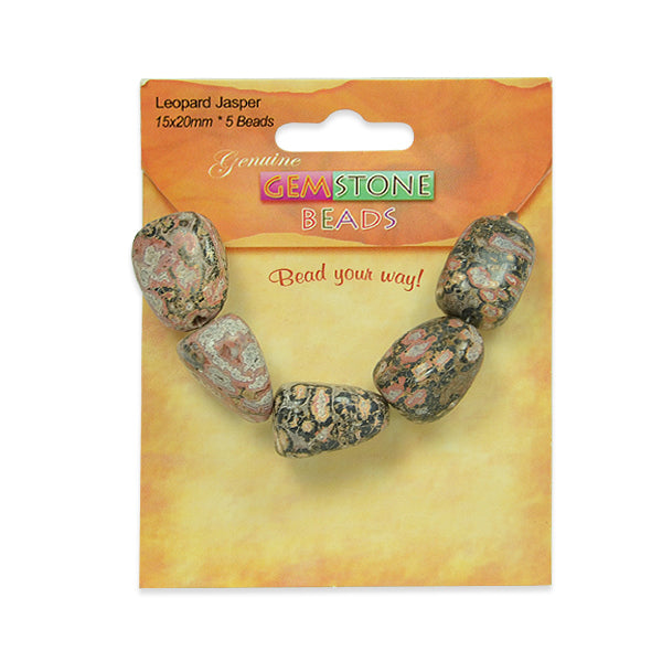 Leopard Jasper Nugget Beads Pack of 5    - Multi Colors