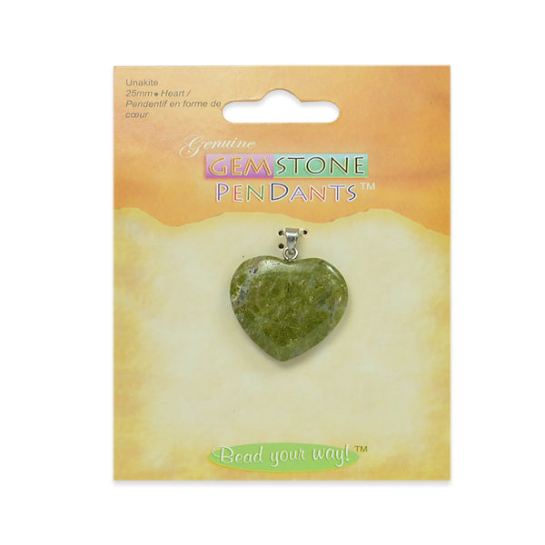 Unakite Heart Pendant     - Multi Colors