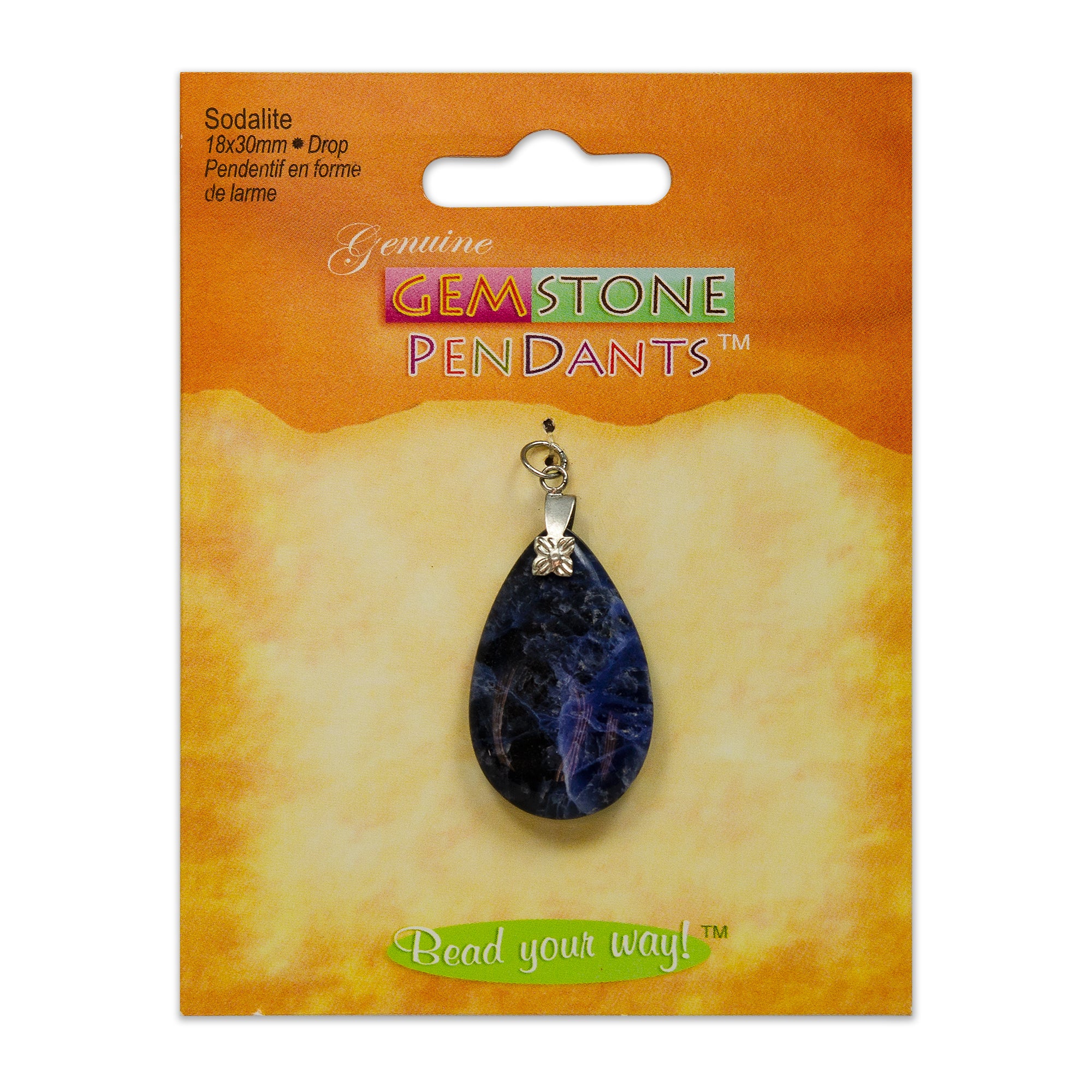 Sodalite Drop Pendant     - Navy Multi