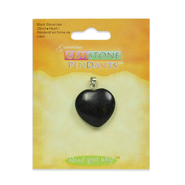 Black Stone Heart Pendant