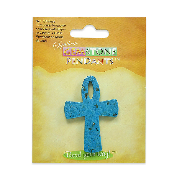 49mm x 39mm Chinese Turquoise Ankh Pendant