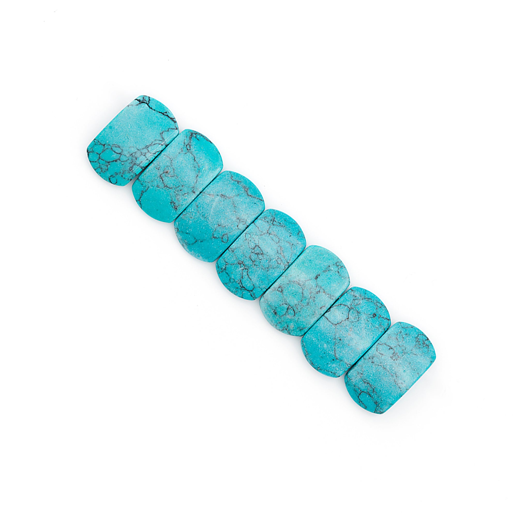 Synthetic Turquoise with Matrix Half Moon Beads Pack of 7  - Turquoise Multi