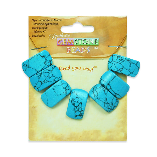 Synthetic Turquoise with Matrix Half Moon Beads Pack of 7  - Turquoise Multi