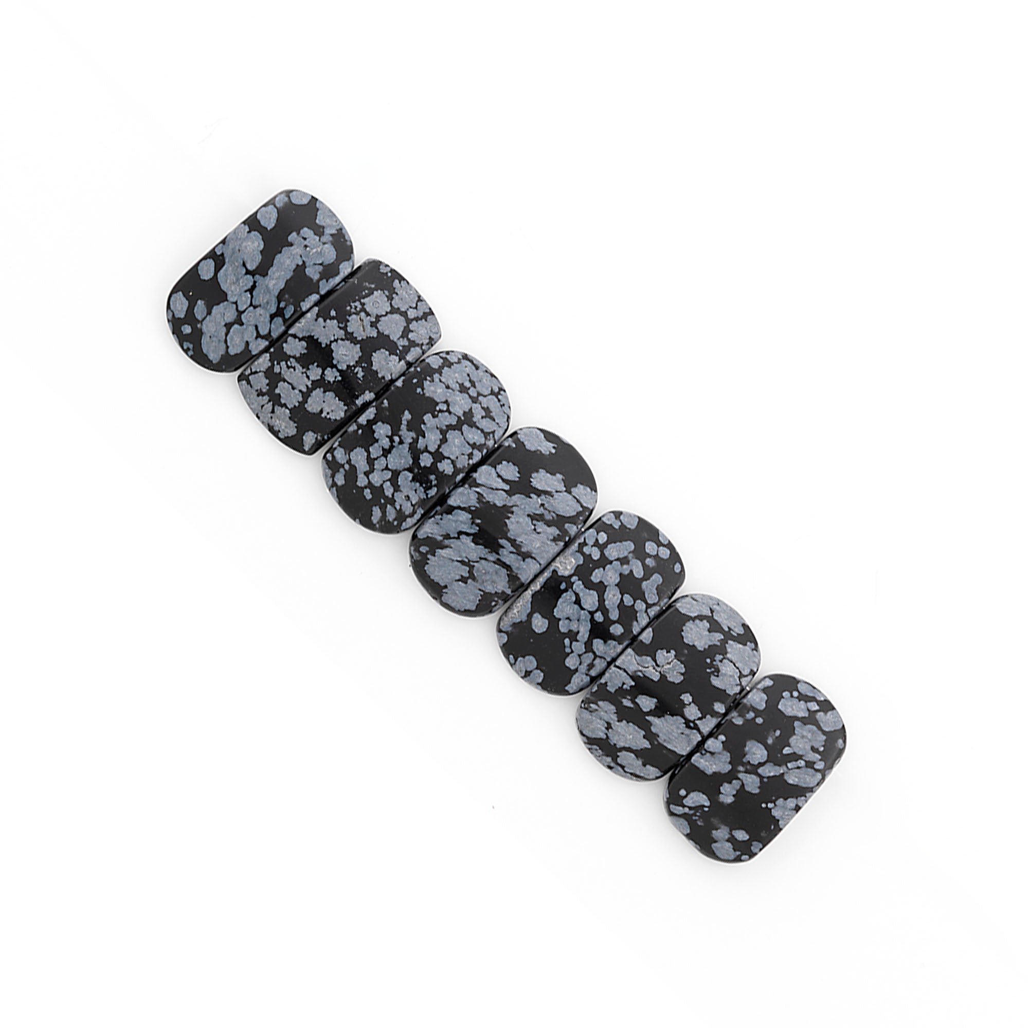 Snowflake Obsidian Half Moon Beads Pack of 7   - Black Multi