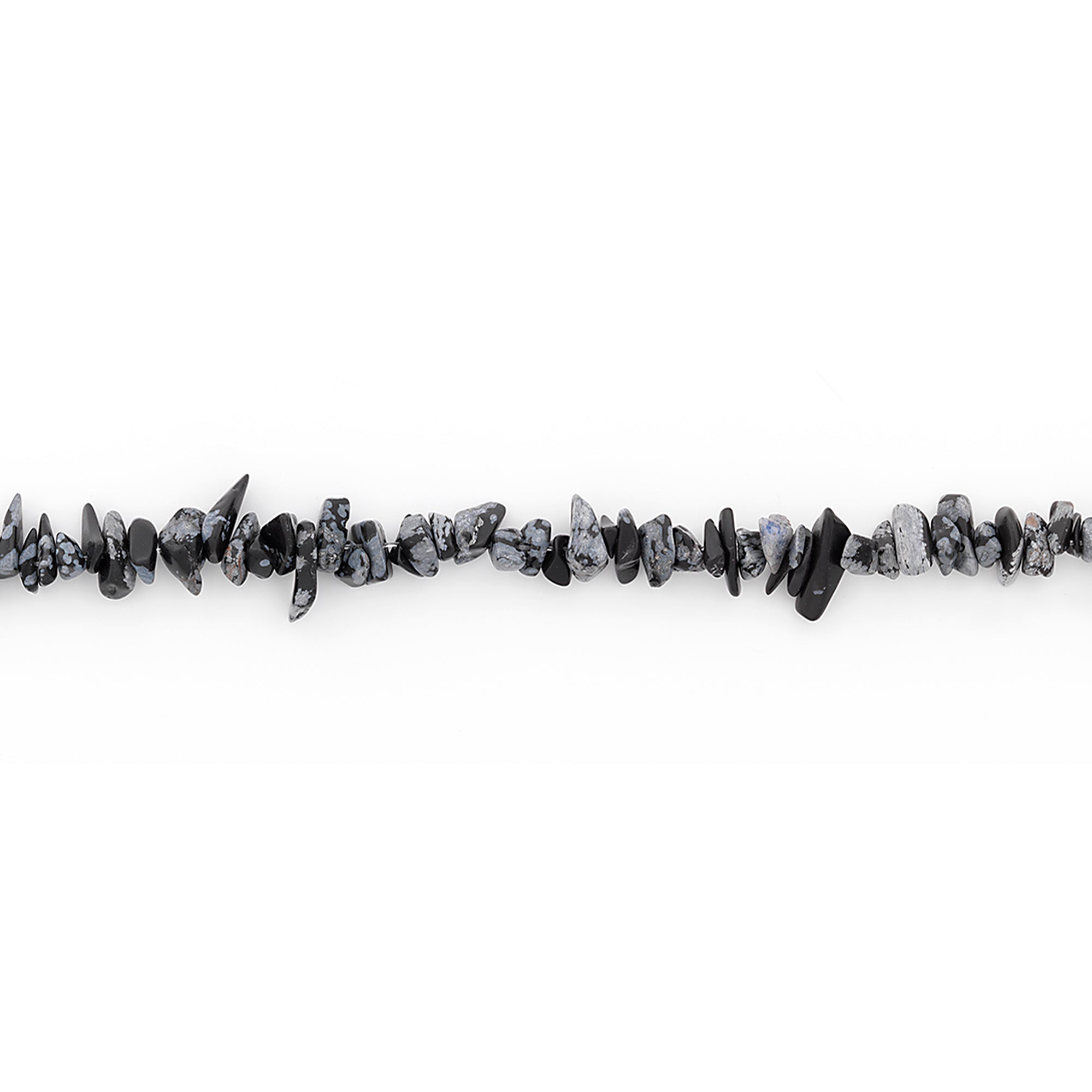 Snowflake Obsidian Chips 16 Inch Strand     - Black Multi